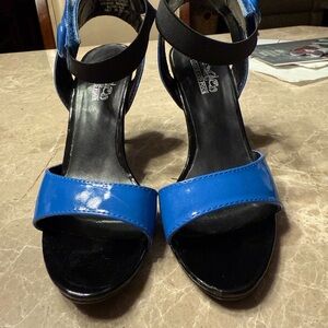 Coach and Four Blue and Black Heels
